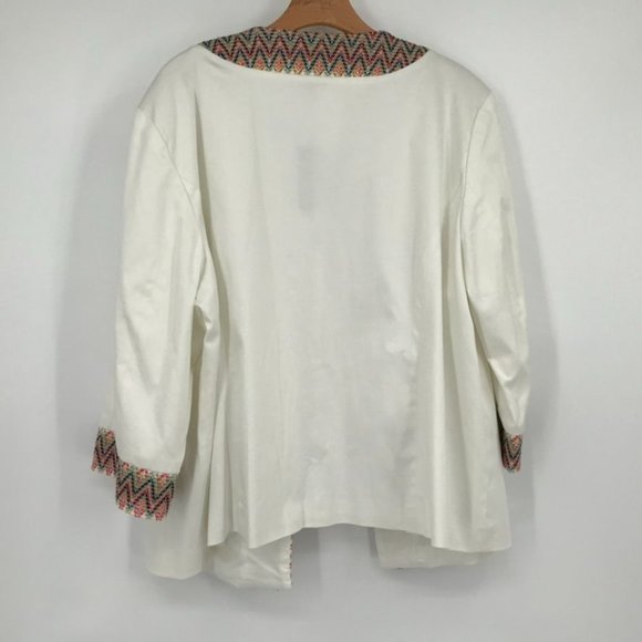 trenz by Theresa Renz women's jacket blazer White cotton embroidered size 2X new - Picture 4 of 6